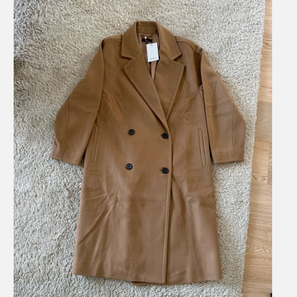 Quince NWT Italian Wool Double-Breasted Slouch Coat Caramel Size med - Picture 2 of 9